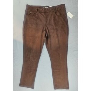 Westbound Woman 16W High Rise Skinny Dk Brown Suede Feel Legging NWT L687